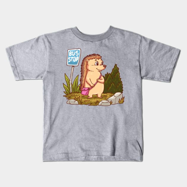 Porcupine Bus Stop Kids T-Shirt by Mako Design 